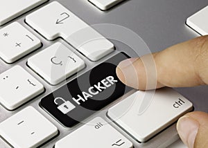 HACKER - Inscription on Black Keyboard Key