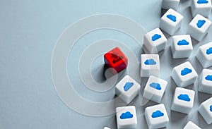 A hacker intrudes into a cloud computing system. The threat of obtaining unauthorized access to databases and personal data. Theft