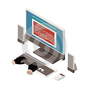 Hacker Isometric Icon