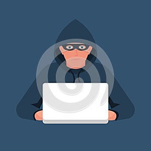 Hacker on a laptop. Hacker attack concept. Personal data security