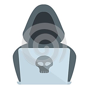 Hacker laptop icon cartoon vector. Computer steal