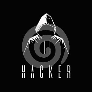 Hacker logo. Computer hacker, guy in a hoodie