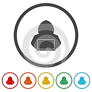 Hacker Logo Icon. Set icons in color circle buttons
