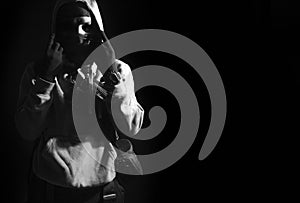 hacker man terrorist with virus computer attack to server network system online in data internet security hacking