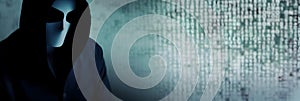 Hacker with mask. Concept of dark web, hacking cybersecurity. AI generated image