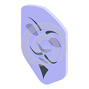 Hacker mask icon isometric vector. Anonymous guy