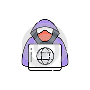 Hacker olor line icon. Pictogram for web page, mobile app, promo photo