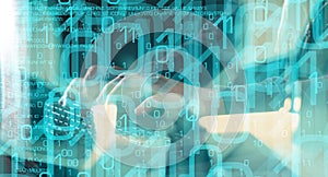 Hacker programming, computer language code and binary data