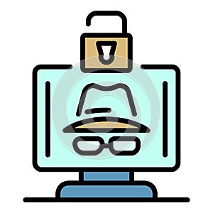 Hacker protected icon color outline vector
