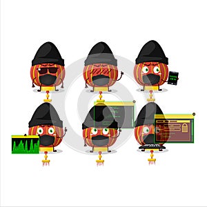 A Hacker red chinese lamp character mascot with