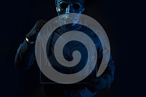 hacker robbery terrorist with virus computer attack to server network system online