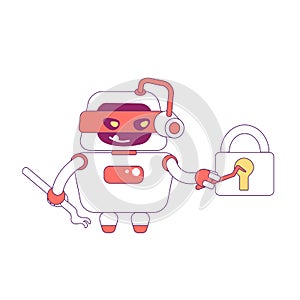 Hacker robot red linear object