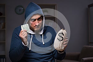 The hacker with sack of money