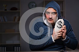 The hacker with sack of money