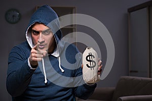 The hacker with sack of money