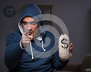 Hacker with sack of money