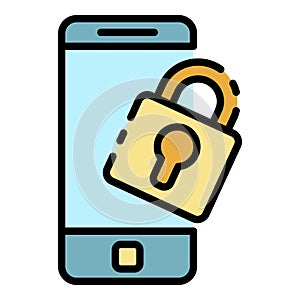 Hacker smartphone protection icon color outline vector