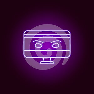 Hacker, spyware icon in neon style. Can be used for web, logo, mobile app, UI UX