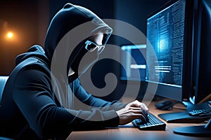 hacker stealing data from a computer. Generative AI