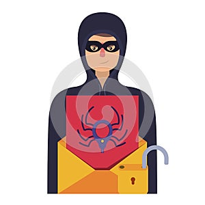 Hacker stealing information avatar character