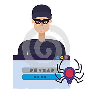 Hacker stealing information avatar character