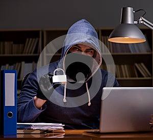 Hacker stealing personal data from home computer