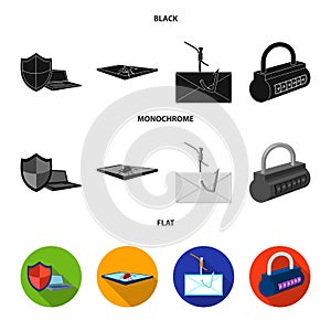 Hacker, system, connection .Hackers and hacking set collection icons in black, flat, monochrome style vector symbol