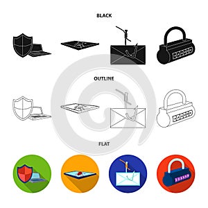 Hacker, system, connection .Hackers and hacking set collection icons in black,flat,outline style vector symbol stock