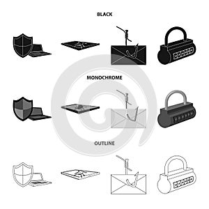 Hacker, system, connection .Hackers and hacking set collection icons in black,monochrome,outline style vector symbol