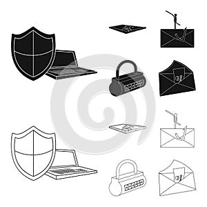 Hacker, system, connection .Hackers and hacking set collection icons in black,outline style vector symbol stock