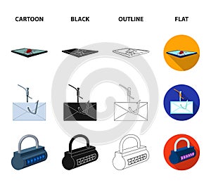 Hacker, system, connection .Hackers and hacking set collection icons in cartoon,black,outline,flat style vector symbol