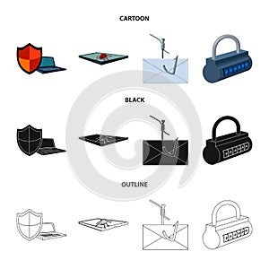 Hacker, system, connection .Hackers and hacking set collection icons in cartoon,black,outline style vector symbol stock