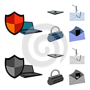 Hacker, system, connection .Hackers and hacking set collection icons in cartoon,monochrome style vector symbol stock