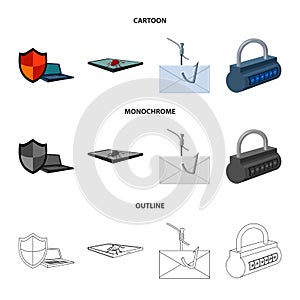 Hacker, system, connection .Hackers and hacking set collection icons in cartoon,outline,monochrome style vector symbol