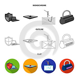 Hacker, system, connection .Hackers and hacking set collection icons in flat,outline,monochrome style vector symbol