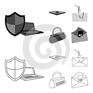 Hacker, system, connection .Hackers and hacking set collection icons in outline,monochrome style vector symbol stock