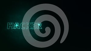 Hacker title with plexus effect. Connected lines with dots. Lines title plexus
