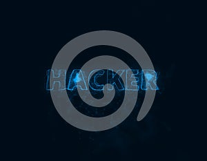 Hacker title with plexus effect. Connected lines with dots. Lines title plexus