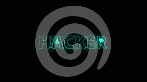 Hacker title with plexus effect. Connected lines with dots. Lines title plexus