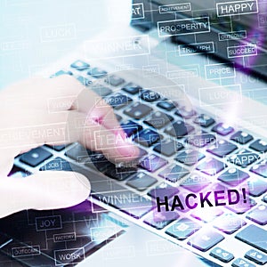 Hacker Typing Hacked Data Alert 3d Illustration