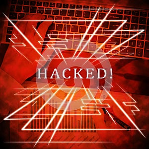 Hacker Typing Hacked Data Alert 3d Illustration