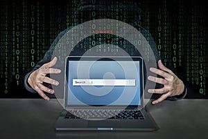 Hacker using adware fireball to control laptop computer