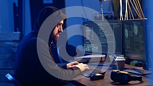 Hacker using computer to target vulnerable unpatched connections