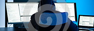 Hacker Using Computer To Write Exploit