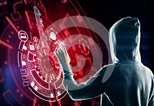 Hacker using digital interface