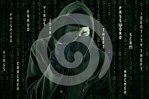 Hacker using magnifying glass