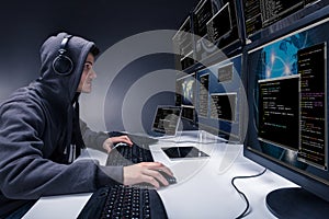 Hacker Using Multiple Computers For Stealing Data