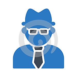 Hacker glyph color flat vector icon
