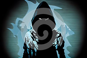 hacker wearing a black hooded jacket. Generative AI, Generative, AI