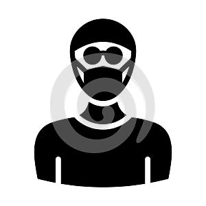 Hacker Wearing mask Vector Icon which can easily modify or edit